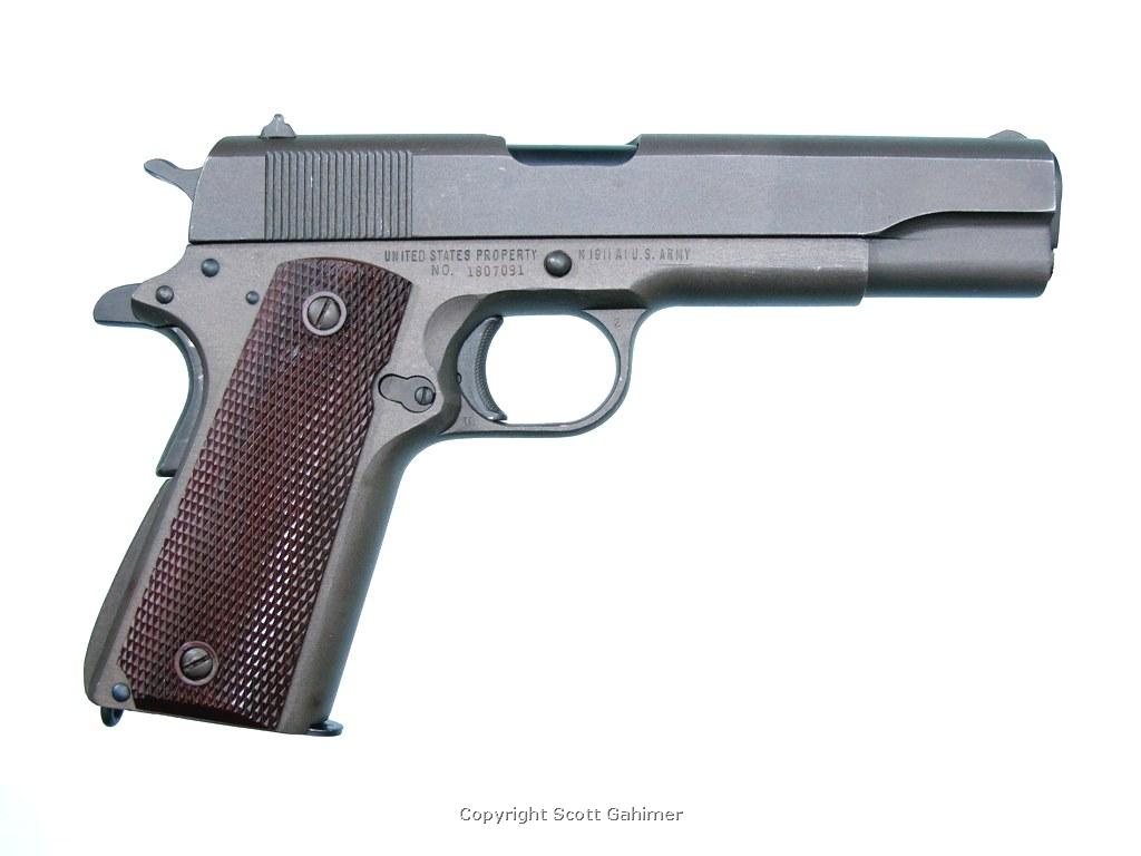 1944 Parkerized Remington Rand M1911A1 pistol.